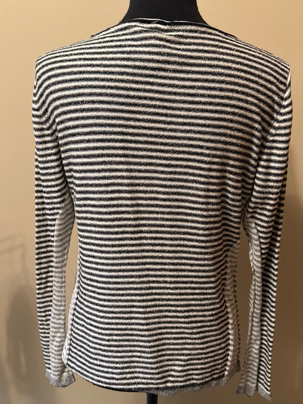 J. Jill Black & White Striped Crewneck Sweater